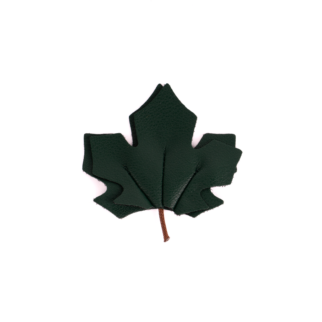 Leather Maple Leaf Hair Clip – Autumn Brown & Forest Green