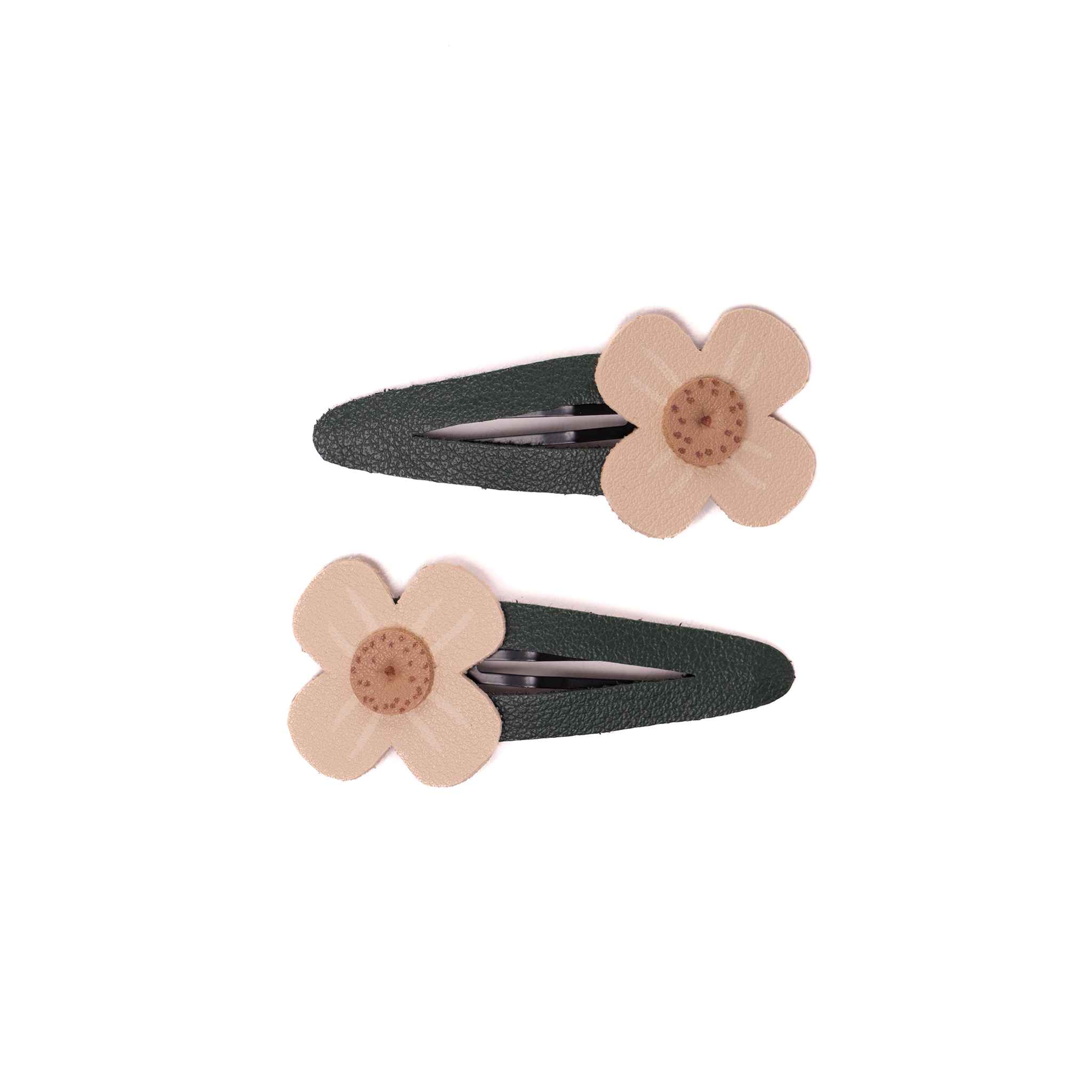 Leather Flower Snap Clip Set – 2 Pieces