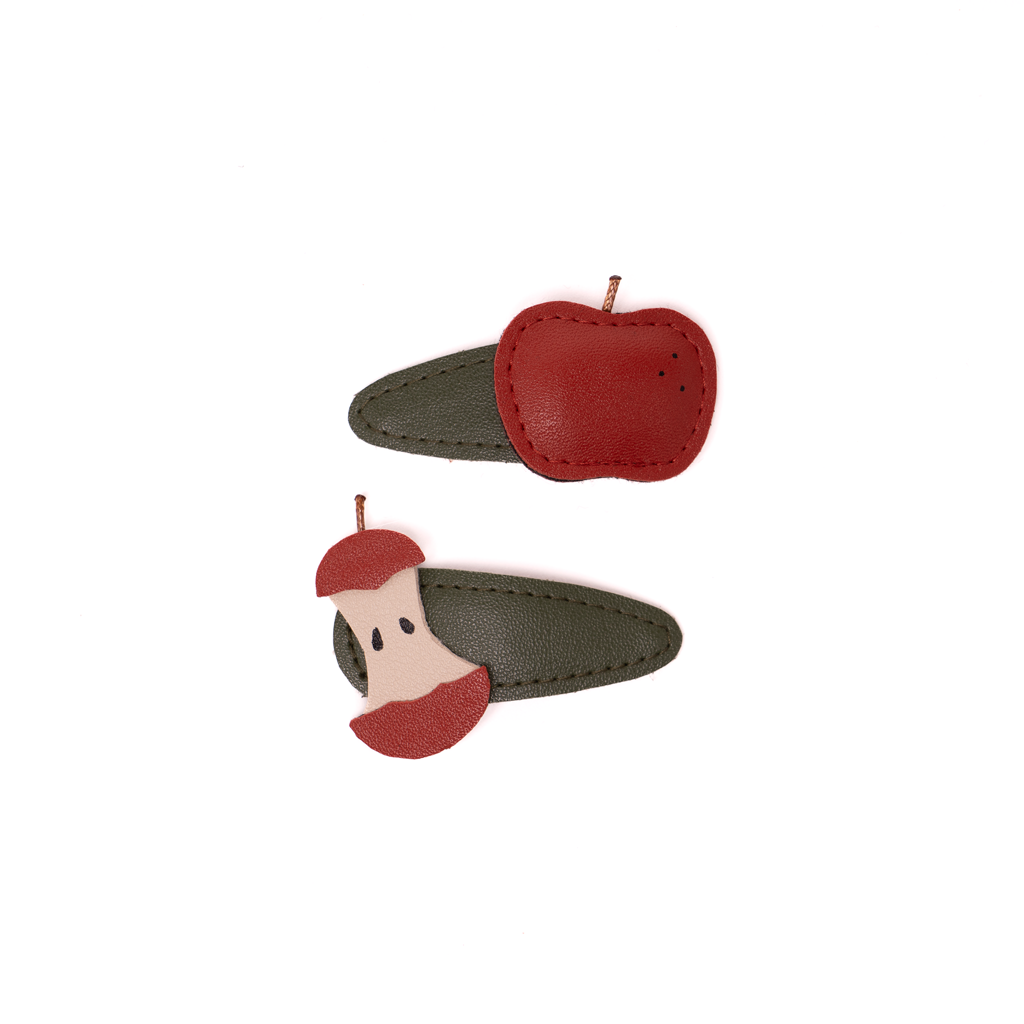 Leather Apple & Bitten Apple Snap Clip Set – 2 Pieces
