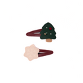 Leather Christmas Tree & Snowflake Snap Clip Set – 2 Pieces
