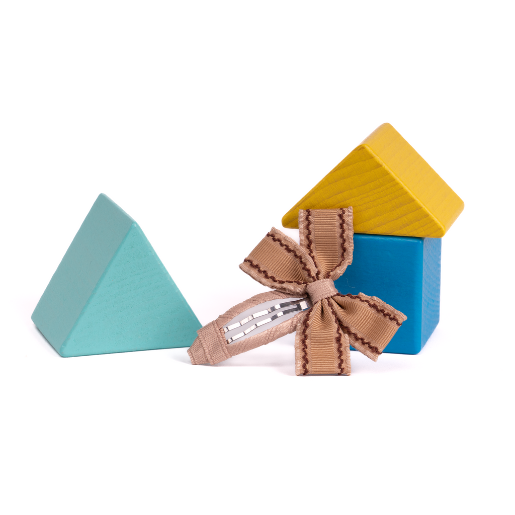 Fabric Butterfly Hair Clip – Khaki with Ric-Rac Edge