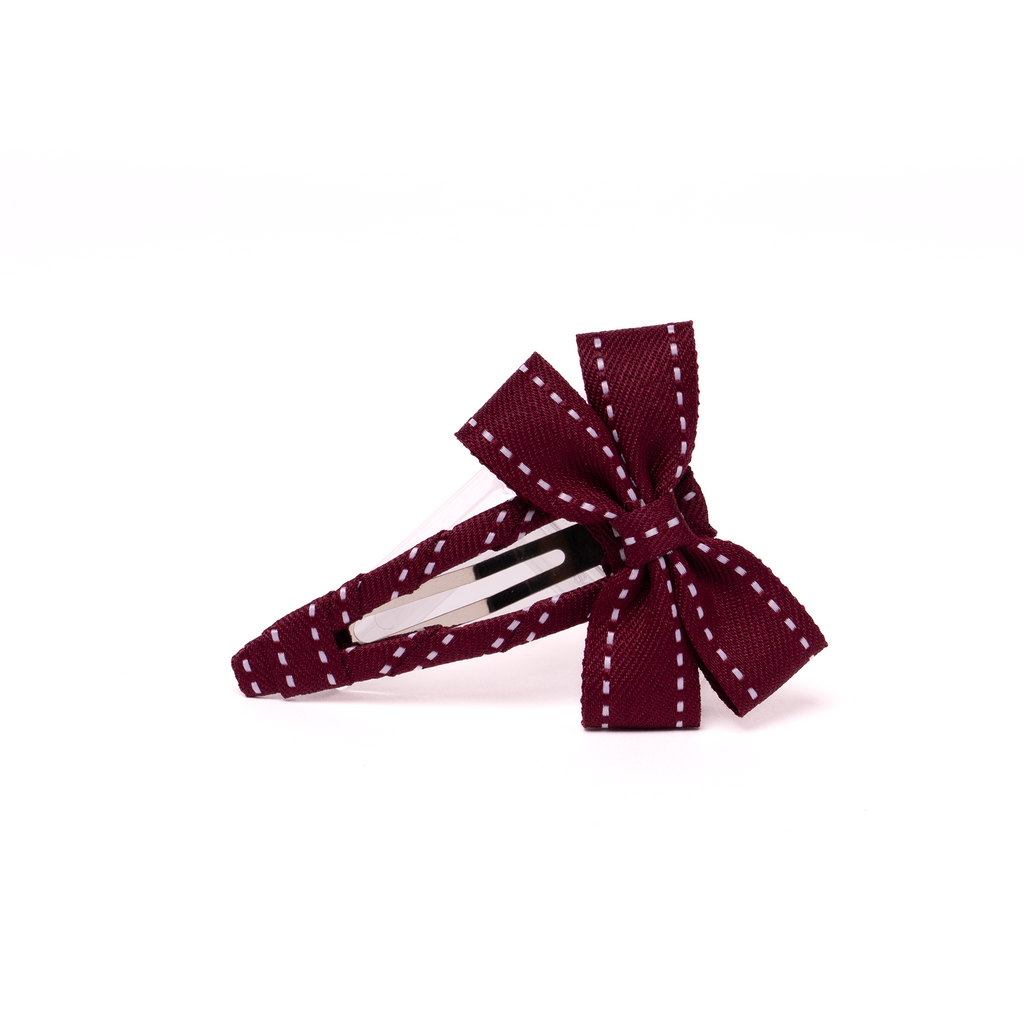 Fabric Butterfly Hair Clip – Berry Dash Trim (Long)