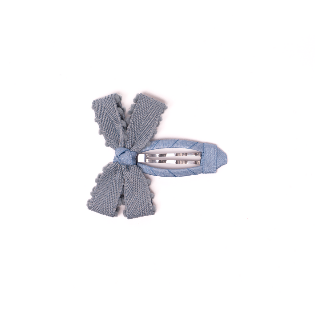 Fabric Butterfly Hair Clip – Denim Blue Dot Trim