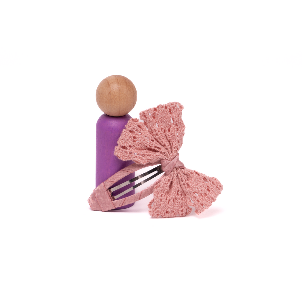 Fabric Butterfly Hair Clip – Lace Pink