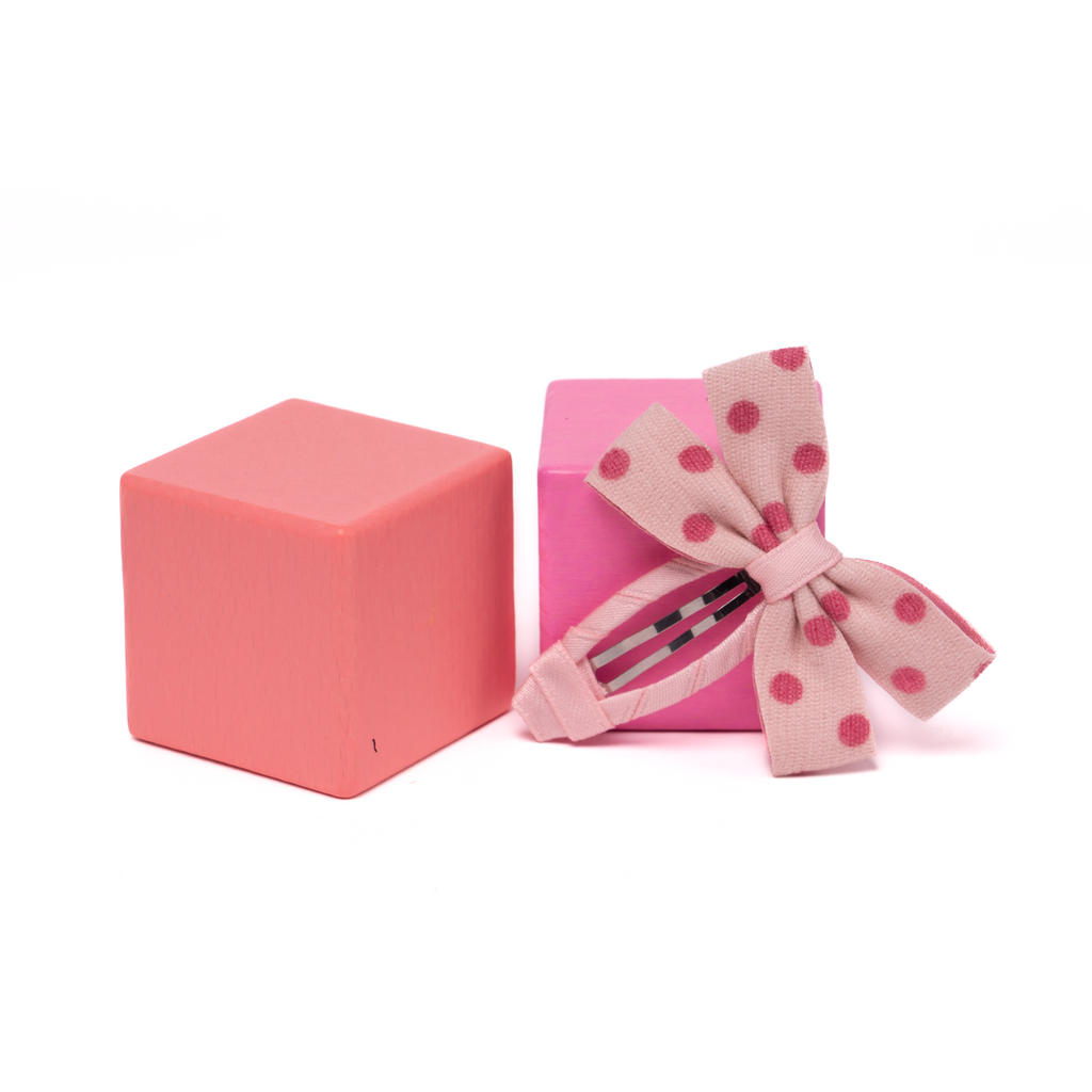 Fabric Butterfly Hair Clip – Pink Polka Dot