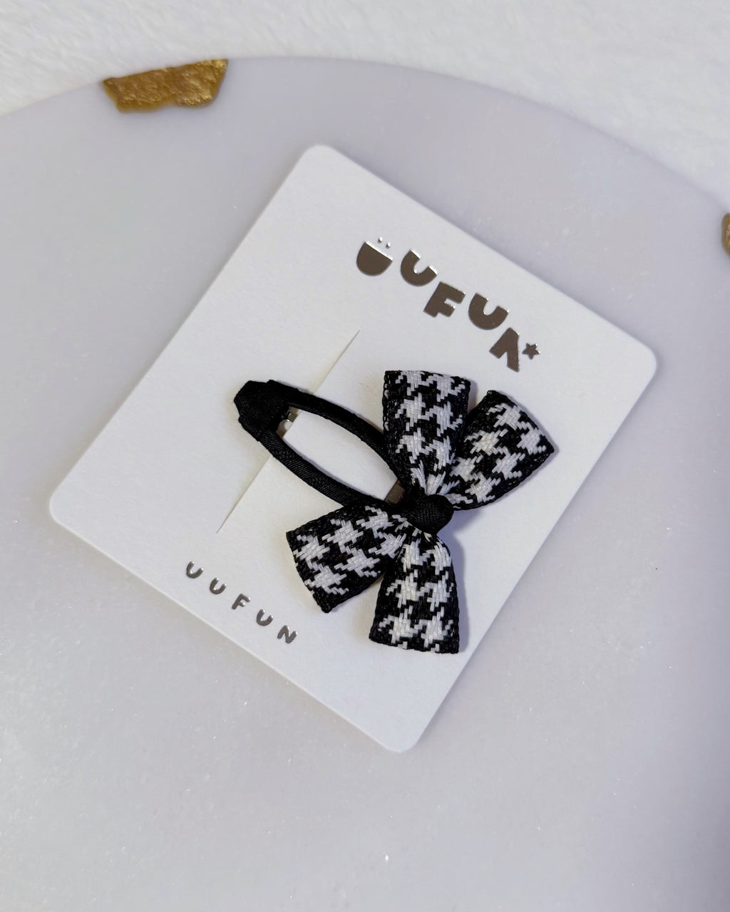 Fabric Butterfly Hair Clip – Houndstooth