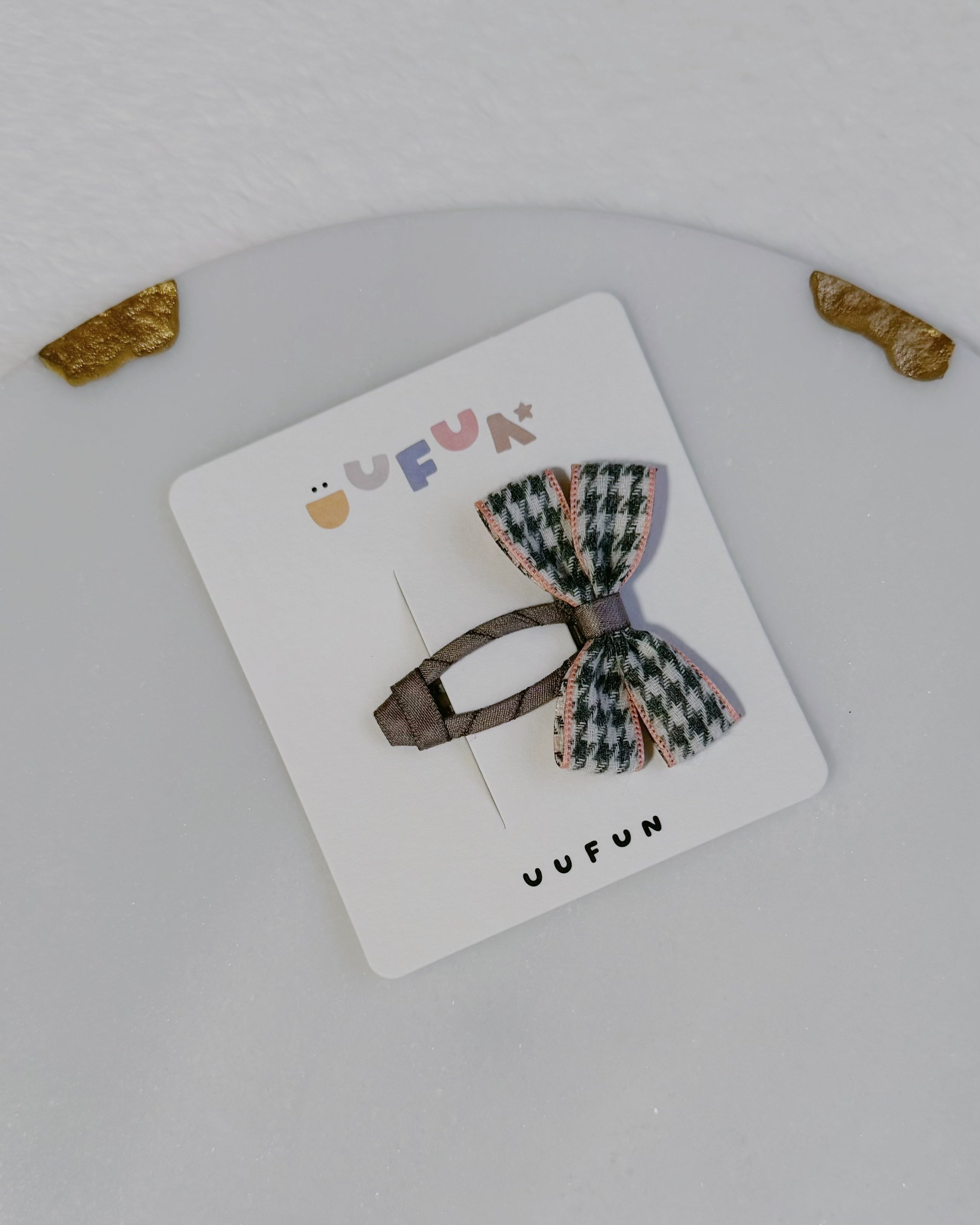 Fabric Butterfly Hair Clip – Houndstooth