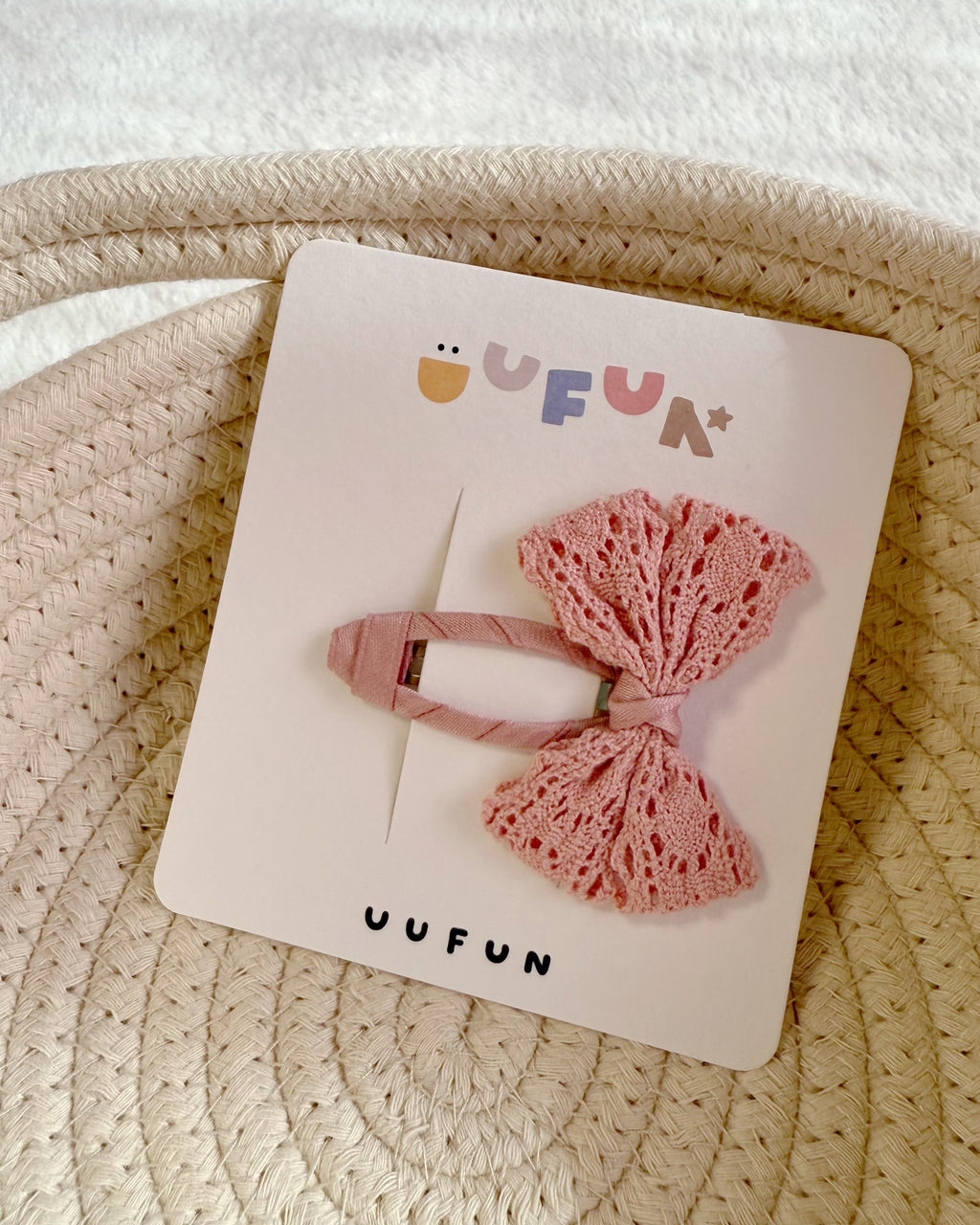 Fabric Butterfly Hair Clip – Lace Pink