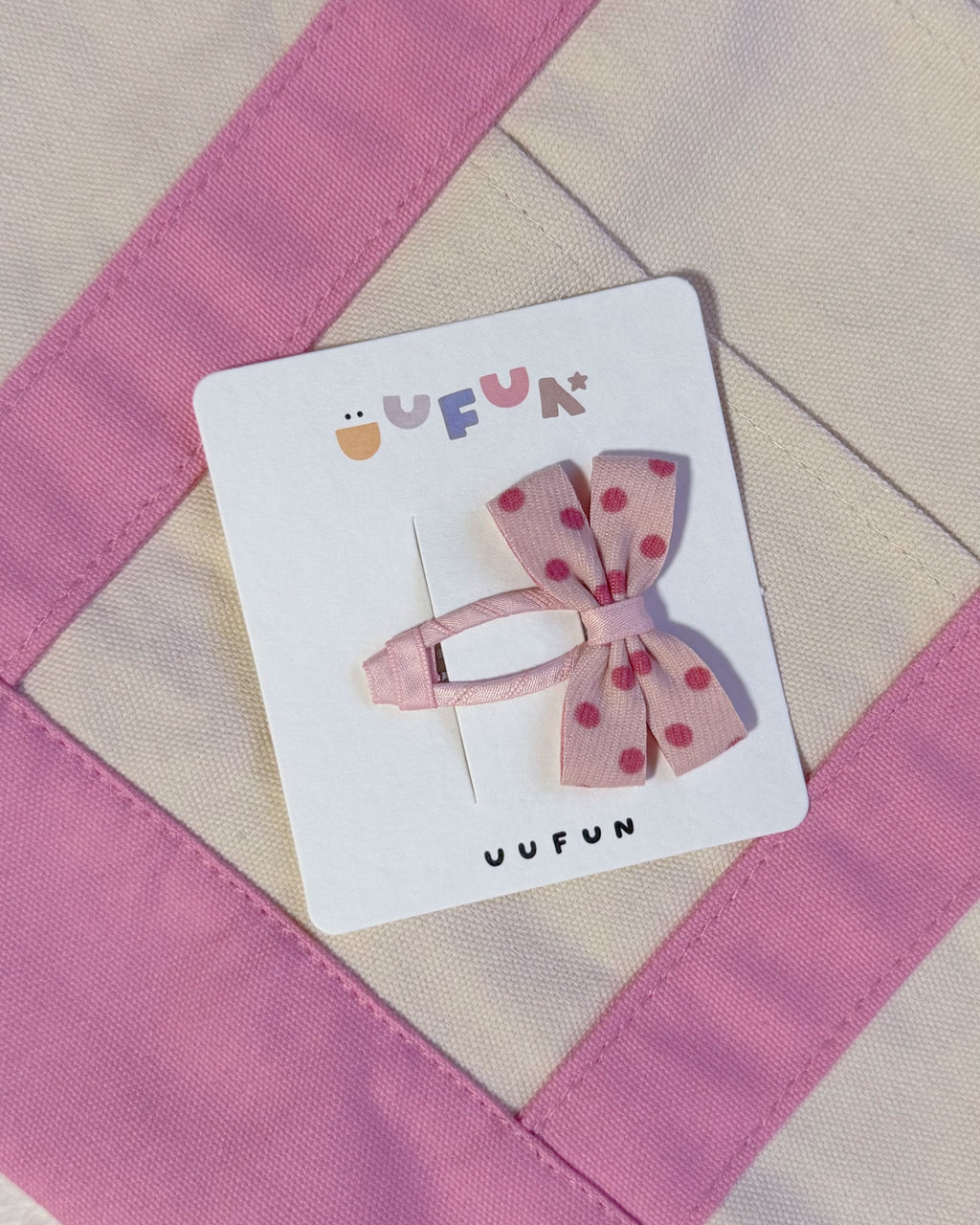 Fabric Butterfly Hair Clip – Pink Polka Dot