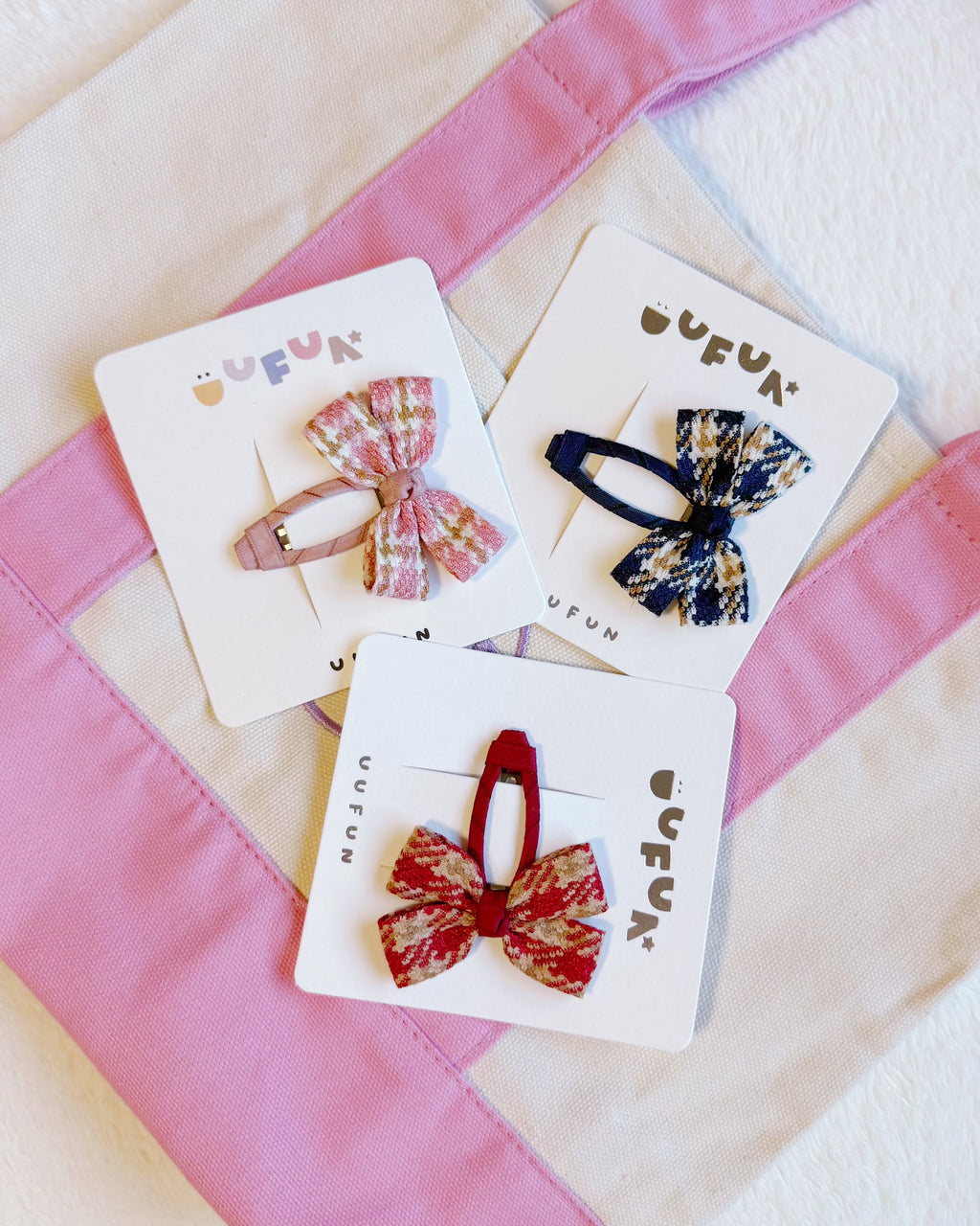 Fabric Butterfly Hair Clip – Large Houndstooth