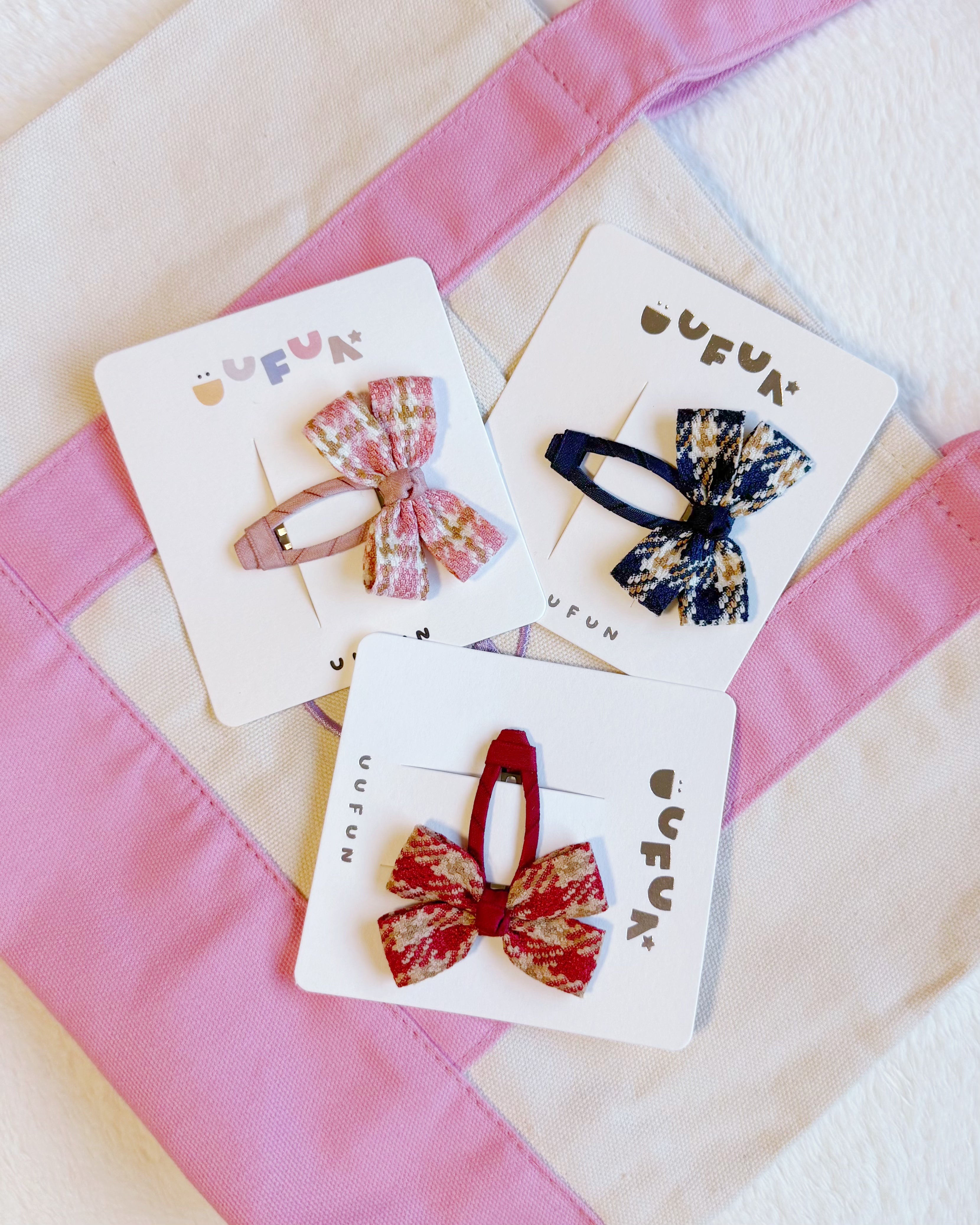 Fabric Butterfly Hair Clip – Large Houndstooth