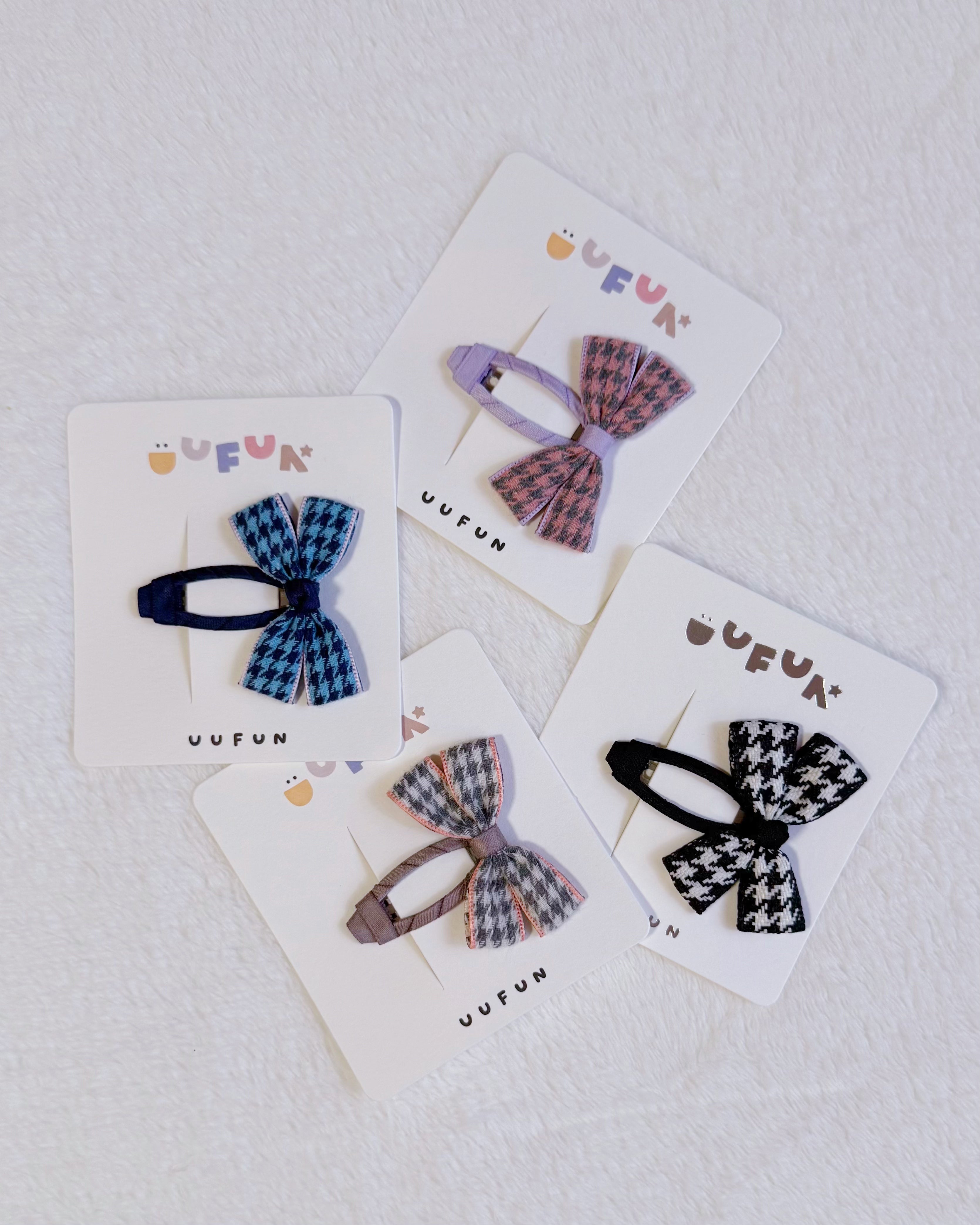 Fabric Butterfly Hair Clip – Houndstooth