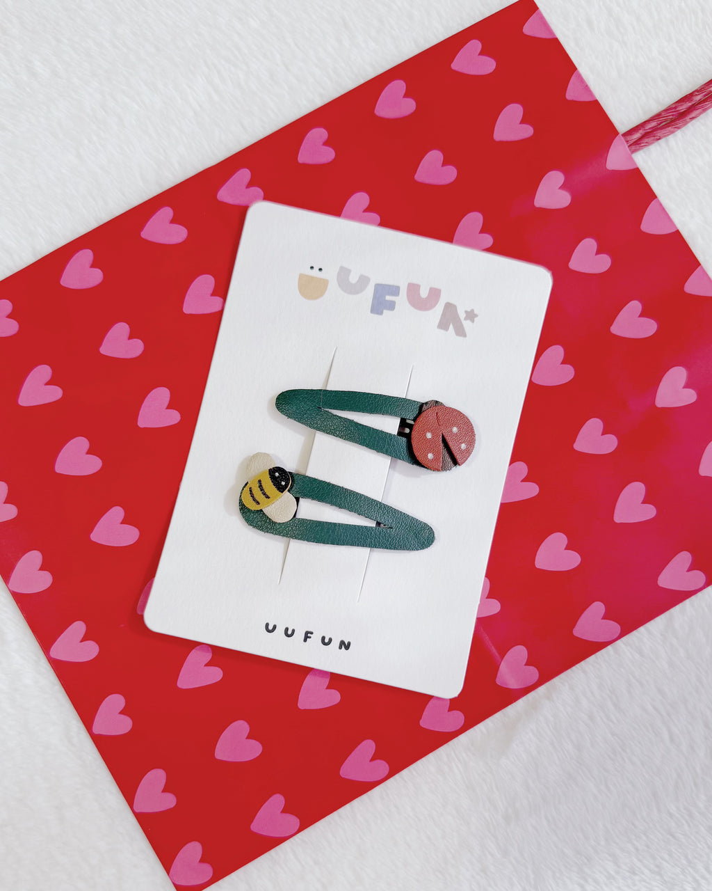 Leather Ladybug & Bee Snap Clip Set – 2 Pieces