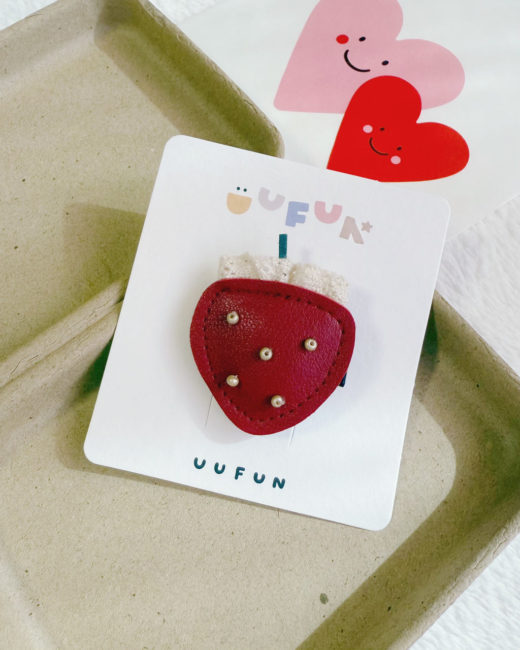 Leather Strawberry Hair Clip