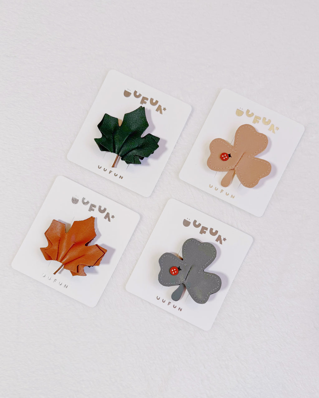 Leather Clover Hair Clip – Pink & Green