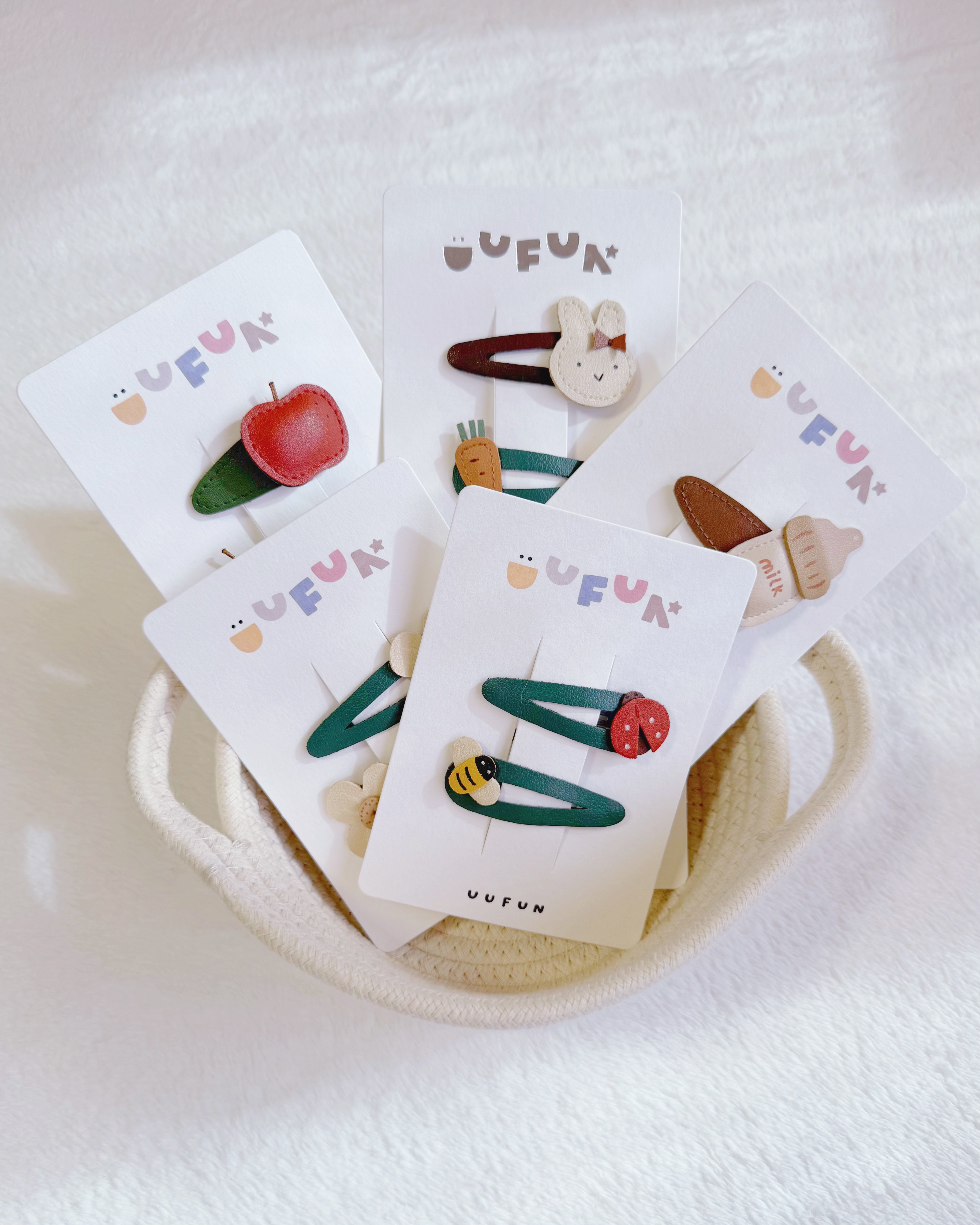 Leather Hair Clips for Girls – Apple Snap Clip Set | UUFUN