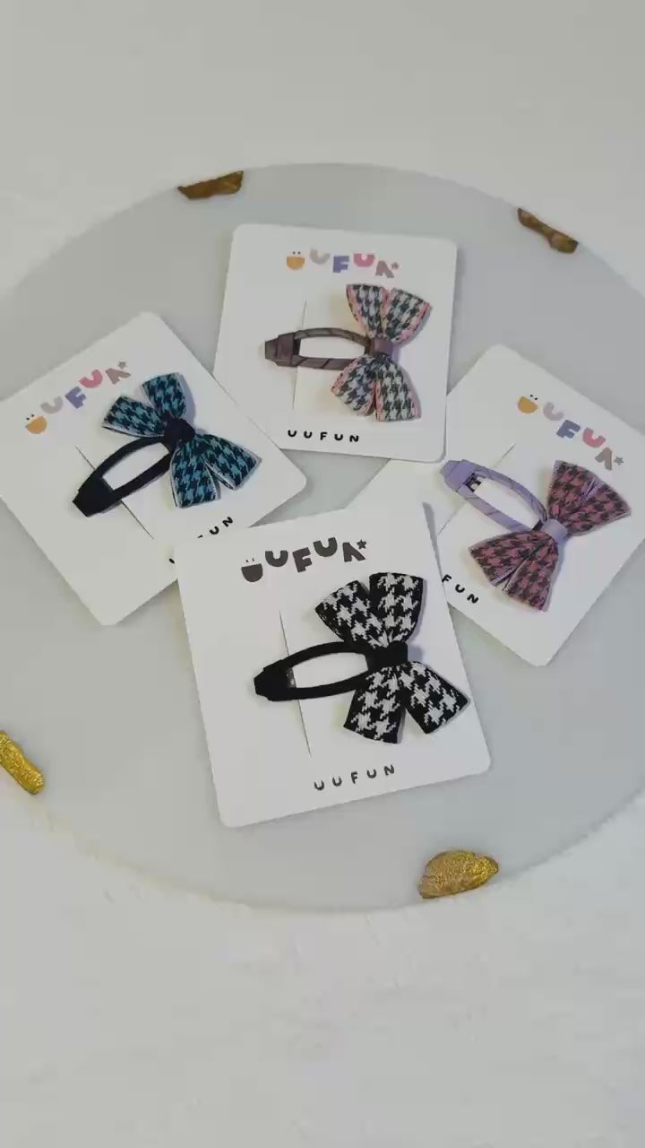 Fabric Butterfly Hair Clip – Houndstooth